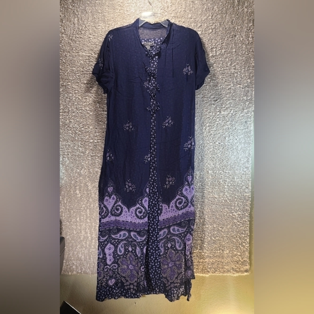 Nostalgia Dress Women M Floral Maxi Formal Bohemian With Cover Up Sheer Duster